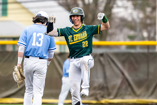 st edward high school baseball player after getting on base