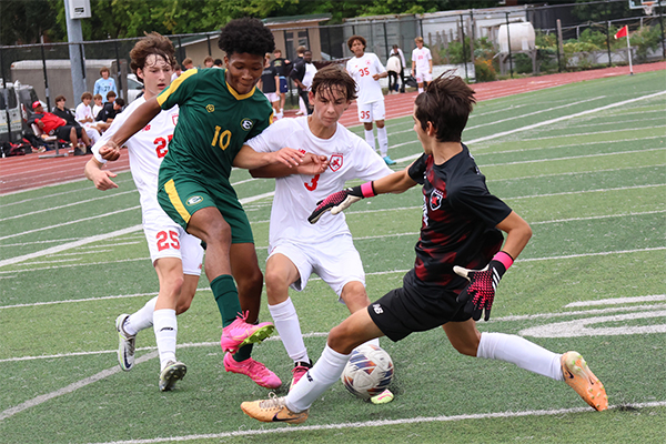 a junior varsity soccer player during a game