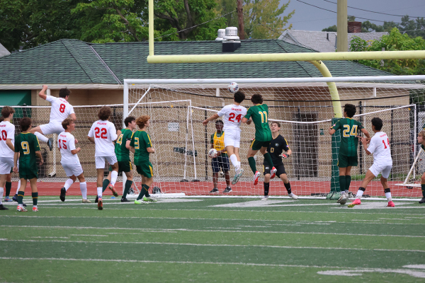 the st. edward high school soccer team during a match