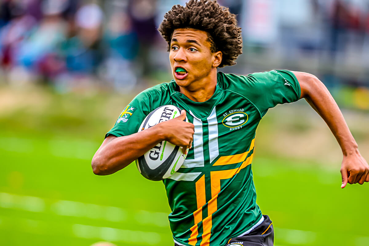st. edward high school player in a rugby sevens match