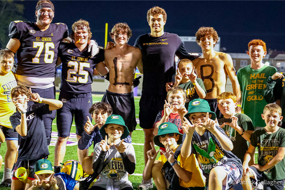 ben roebuck celebrates after the st edward high school versus saint ignatius high school football game