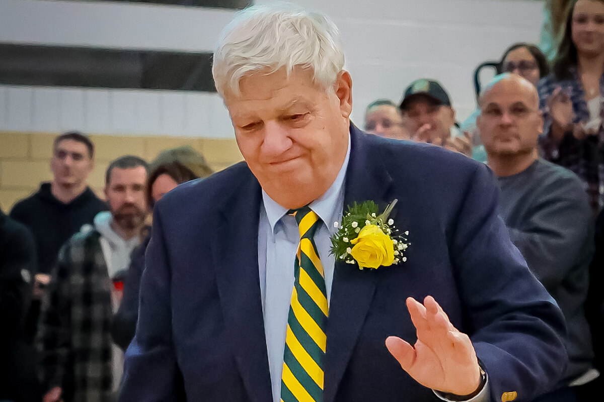 coach greg urbas at the st. edward high school vs saint ignatius high school wrestling match