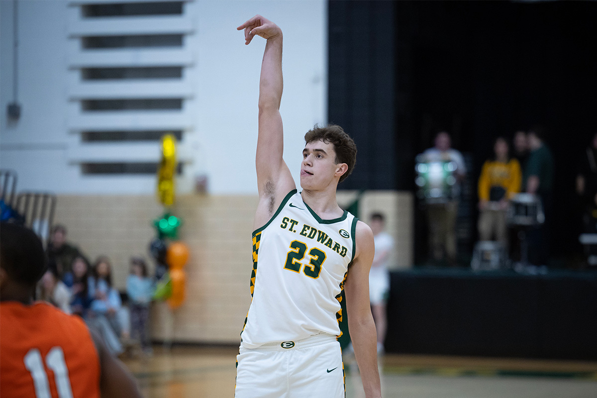 varsity basketball player during a game against padua