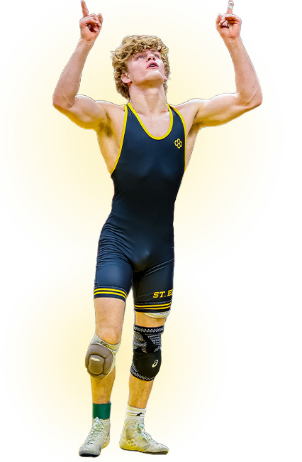st. edward wrestler karson brown after winning his fourth individual state championship