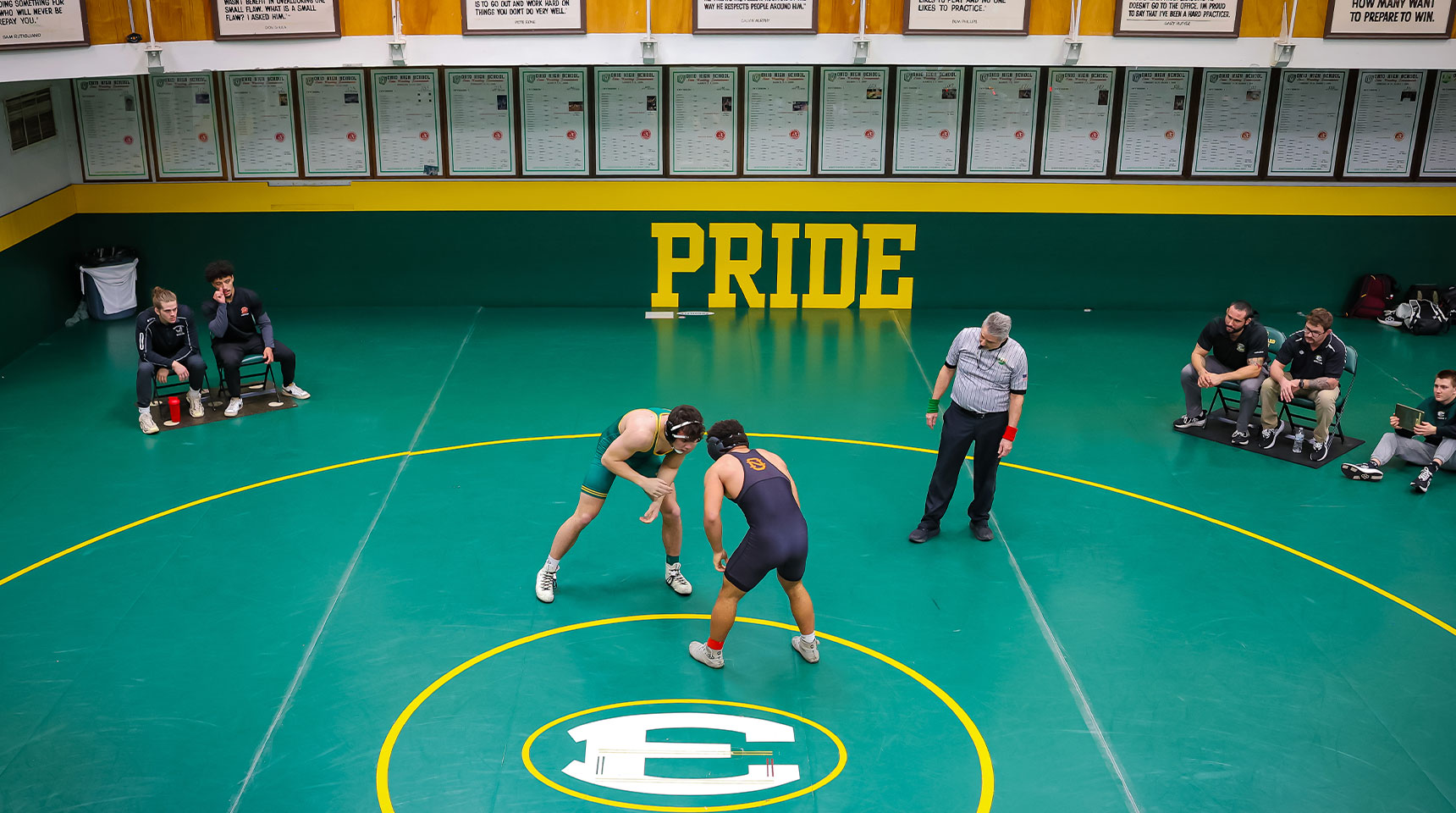 st. edward wrestlers in the wrestling room